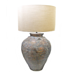 Lampa ceramiczna prążkowana Rustykalna z abażurem 92cm